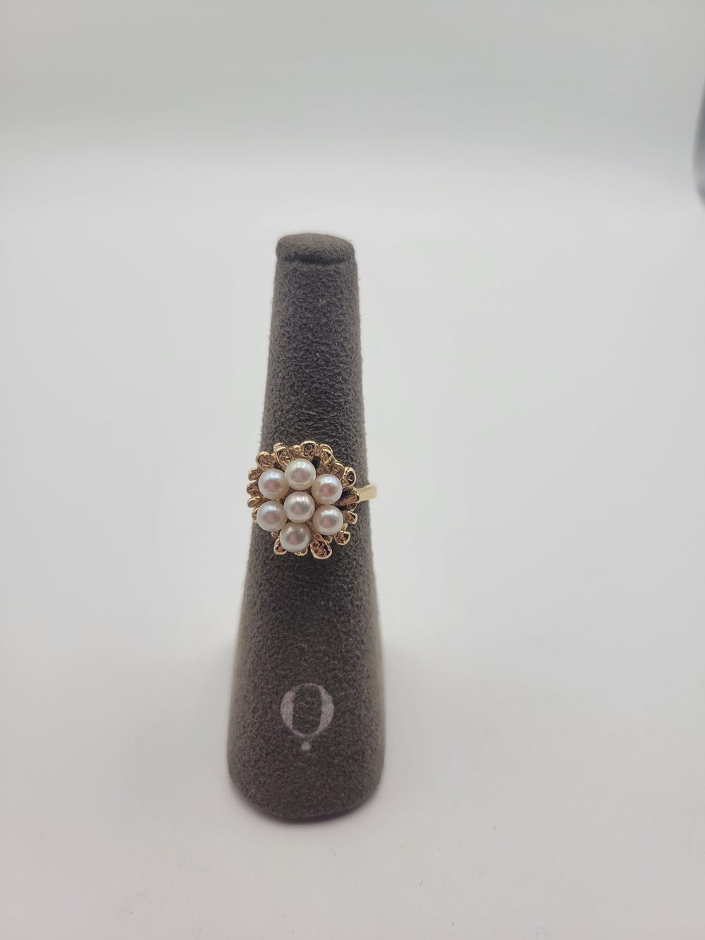 Vintage 14K Yellow Gold Pearl Cluster Ring Size 6.5